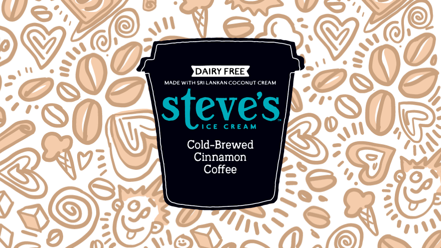 illustrated pint with Steve's logo on doodle background